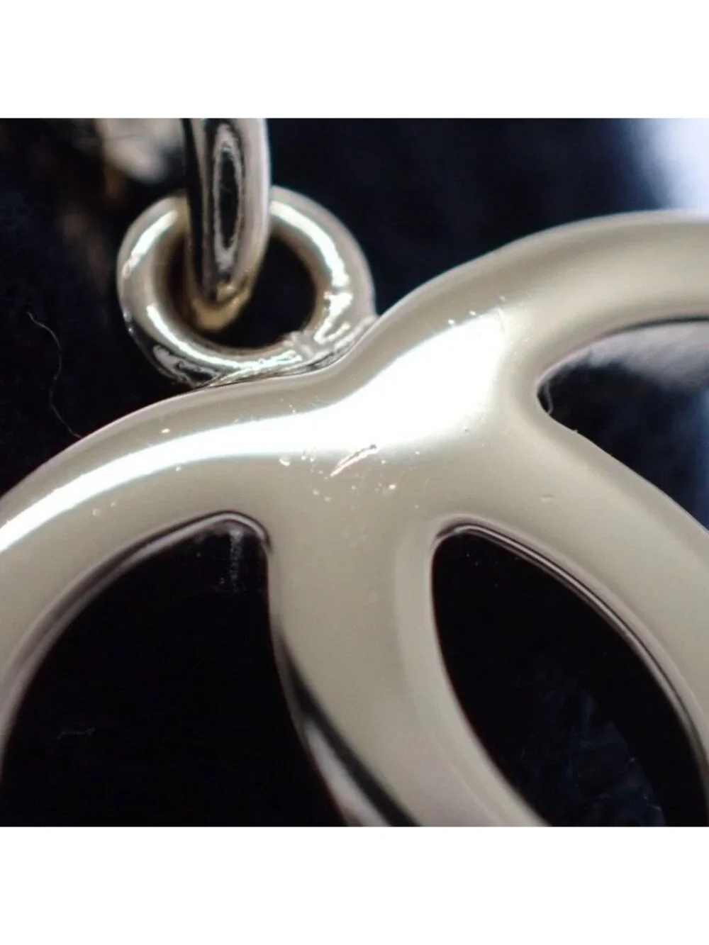 Chanel CC Logo Choker Pendant Metal Leather Strass with Champagne Gold